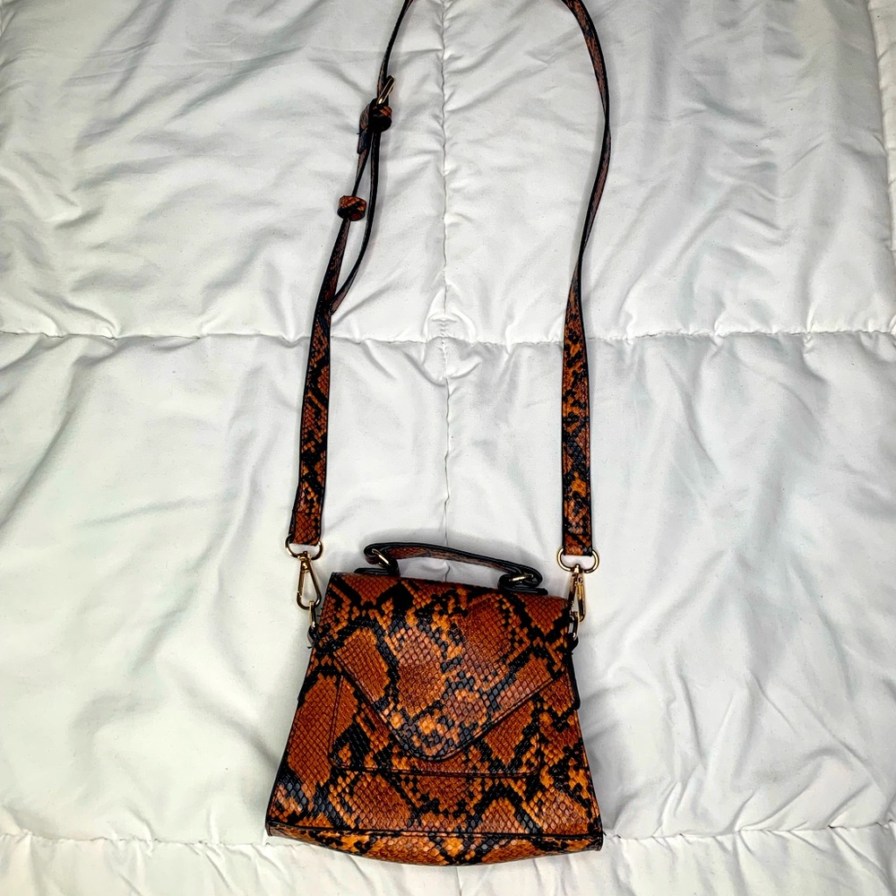 Faux Leather Printed Cross Body Bag